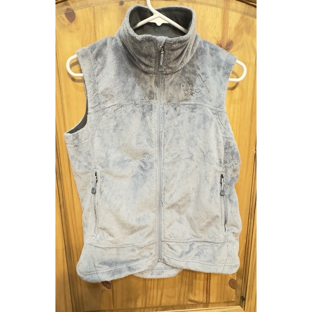 Mountain Hardwear Women's Fleece Vest Gray S Full Zip Soft High Collar Outdoor